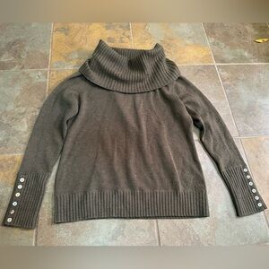 David Brooks Pullover Sweater Womens L Green Italian 100% Merino Wool Cowl